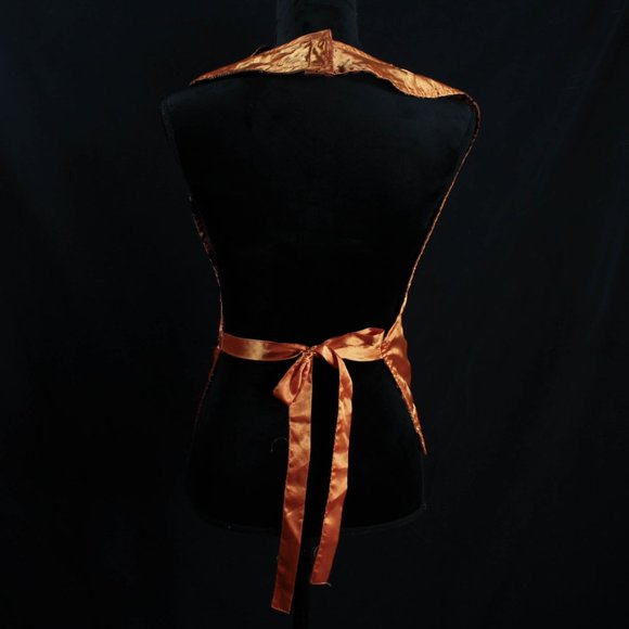 Retro Arthur Fleck Inspired Burnt Orange Paisley Sateen Tie Back Vest Cosplay - Picture 5 of 7